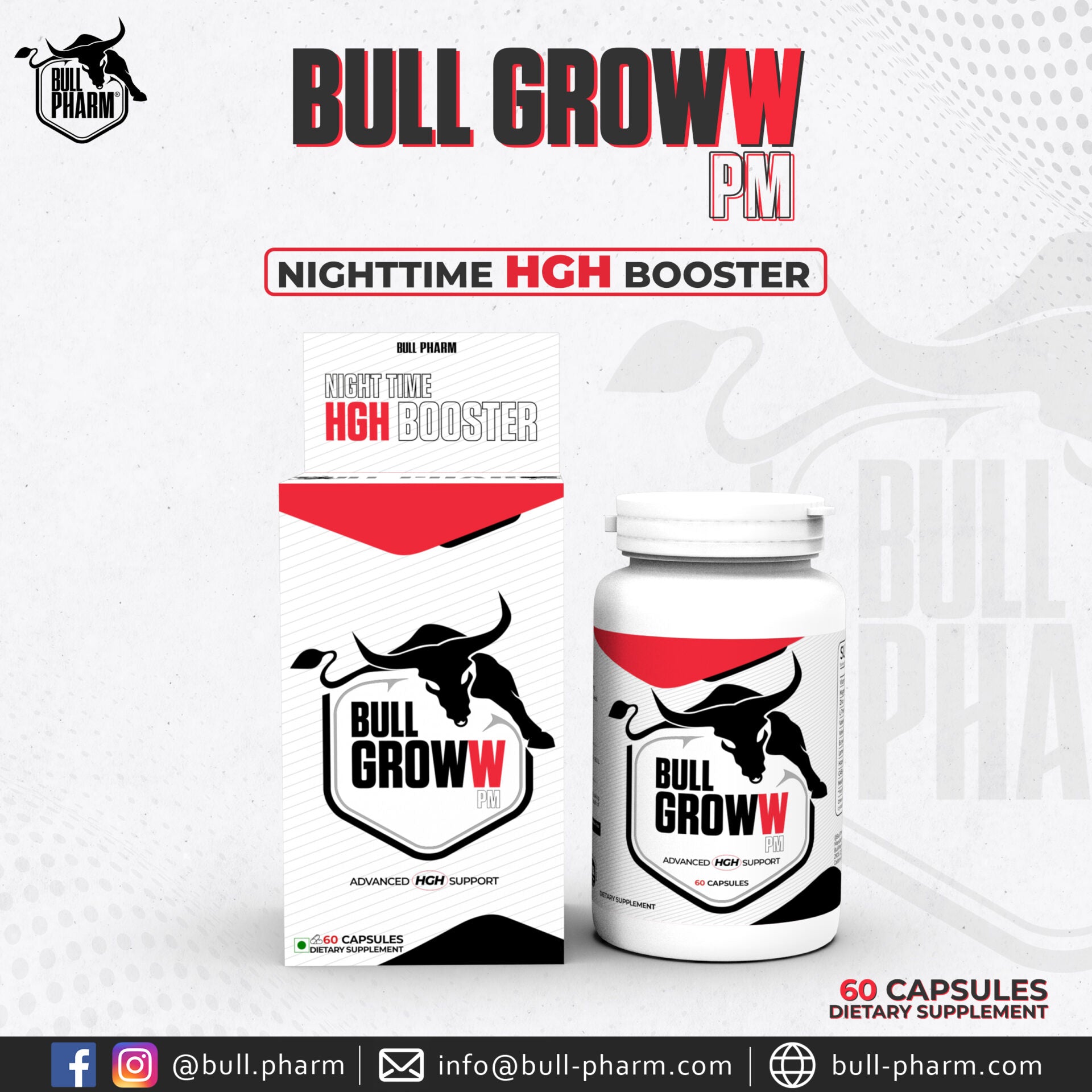 BullPharm Groww PM: Advanced HGH Support – 60 Capsules