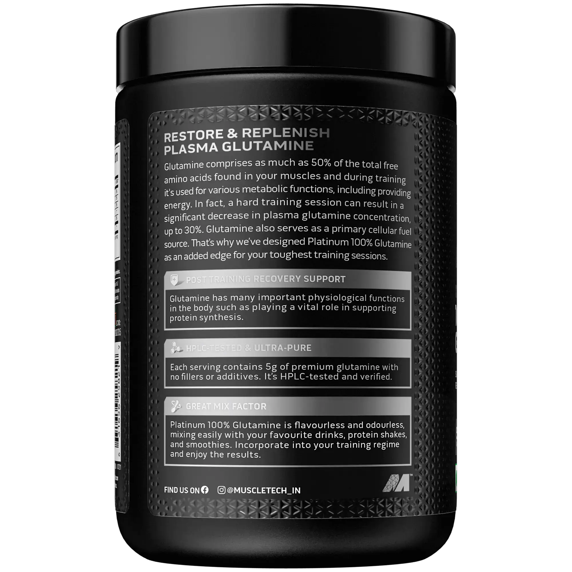 Muscletech™ Platinum 100% Glutamine – 250 GRAM