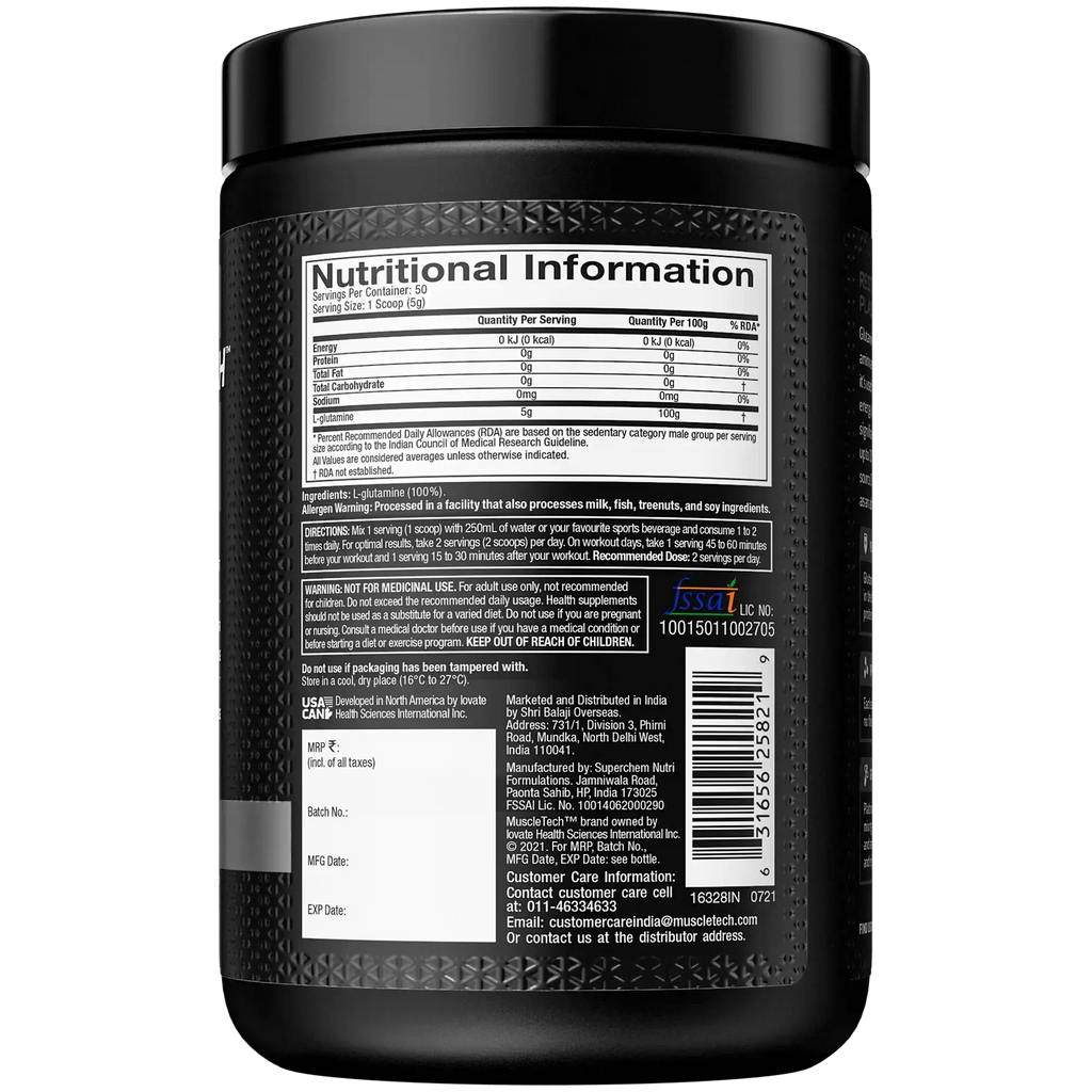 Muscletech™ Platinum 100% Glutamine – 250 GRAM