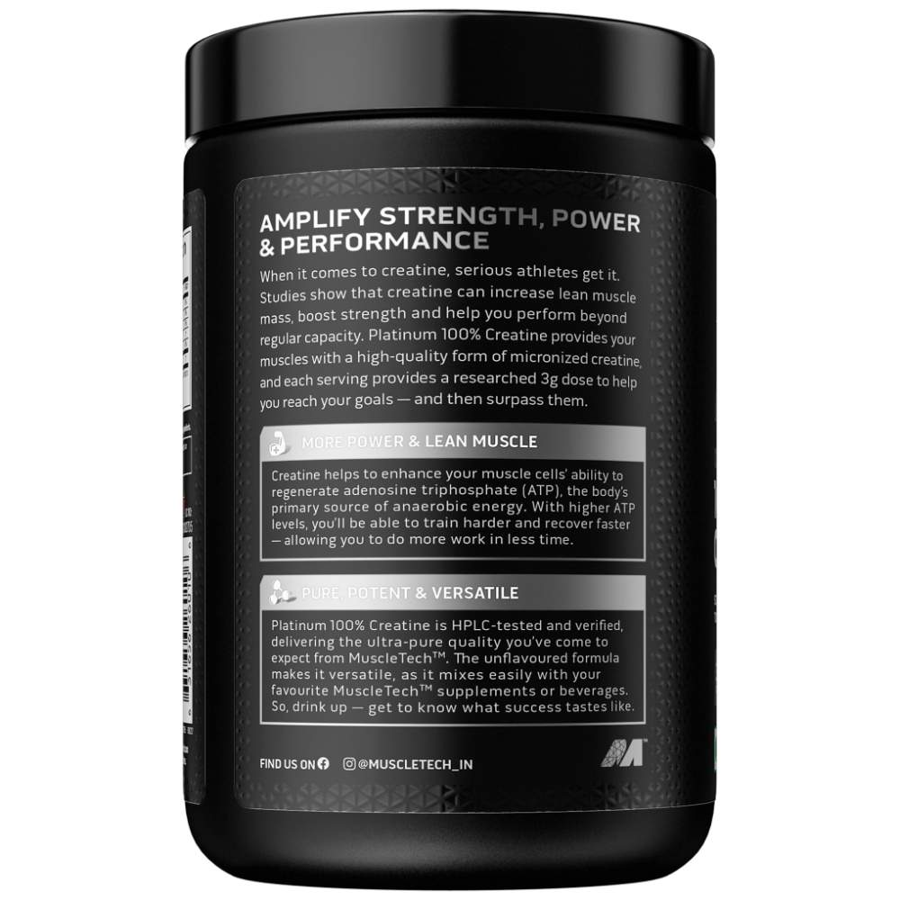 MUSCLETECH Platinum 100% Creatine - 250 gram Unflavoured – 83 Servings