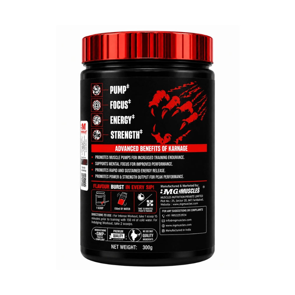 Karnage Pre Workout 60 Servings – Energy, Focus & Performance