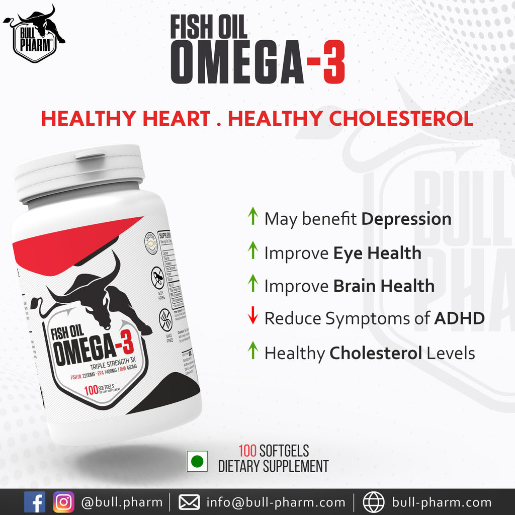 BullPharm Omega-3 Fish Oil Triple Strength 3X – 100 Softgels