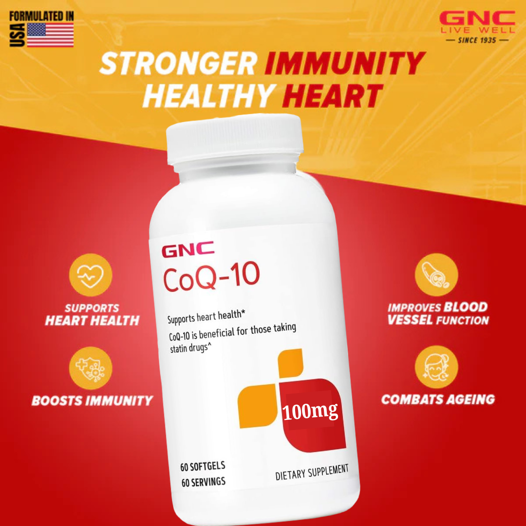 GNC CoQ-10 100mg For Heart Health, Immunity, & Anti-Ageing