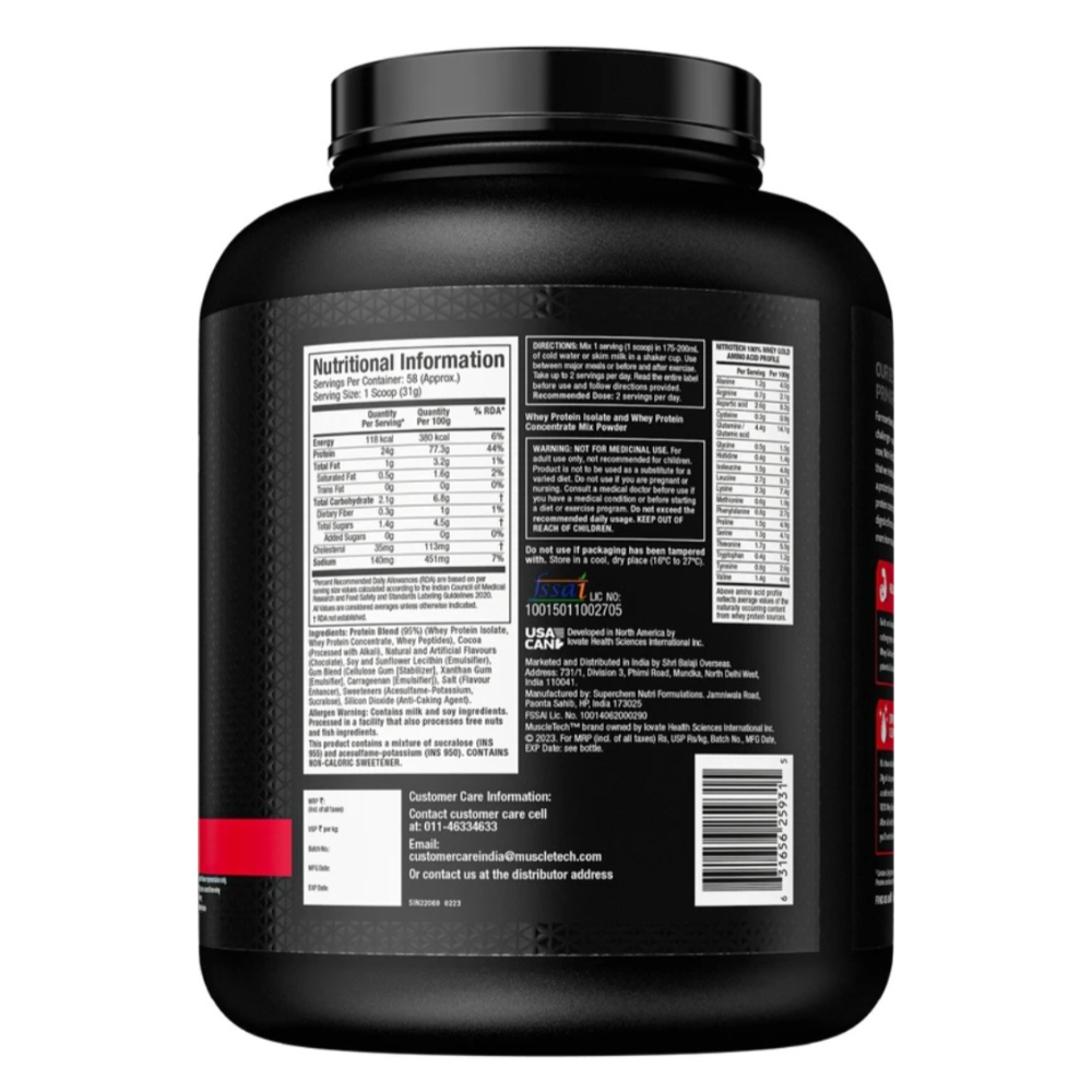 Muscletech™ Nitro-Tech™ 100% Whey Gold – Double Rich Chocolate – 2kg