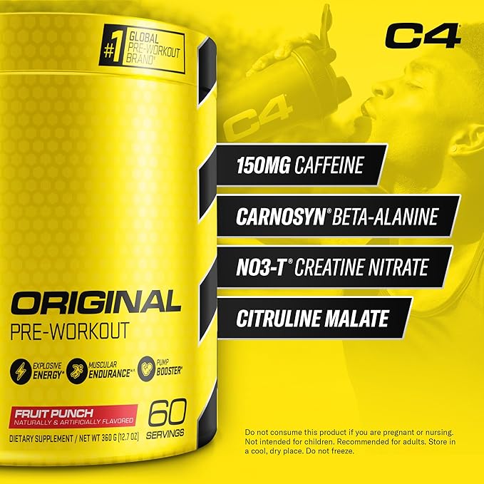 C4 Original Pre Workout – 150mg Caffeine, 60 Servings