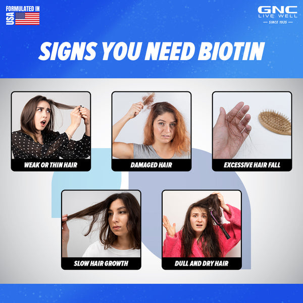 GNC Biotin+ Tablets Healthy Hair, Skin, and Nails- 30 TABLETS