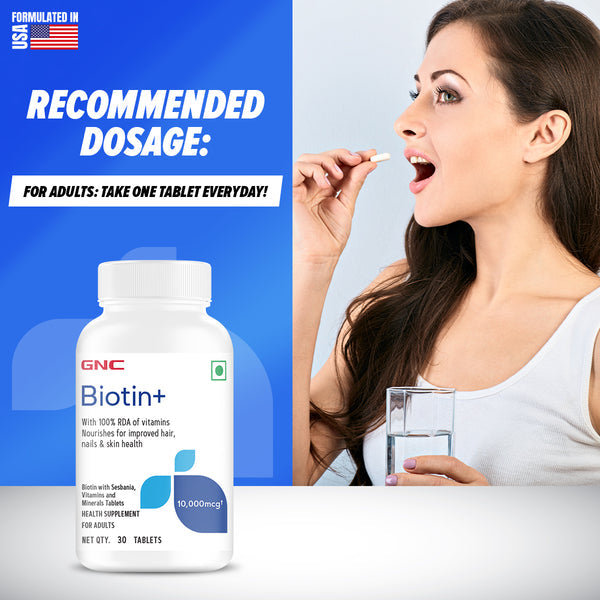 GNC Biotin+ Tablets Healthy Hair, Skin, and Nails- 30 TABLETS