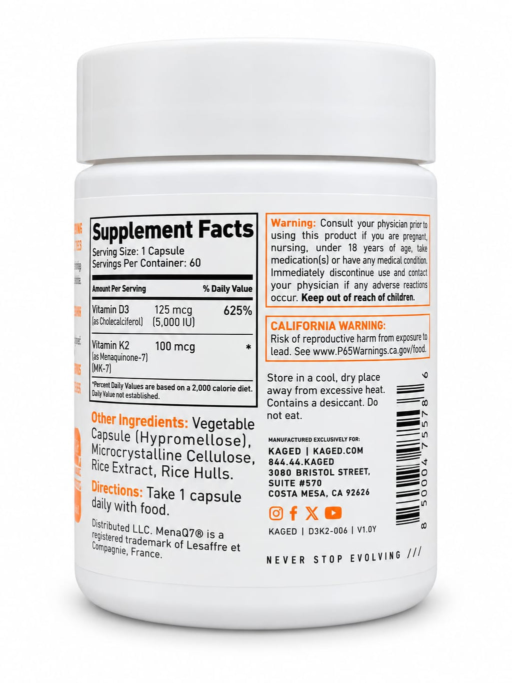Vitamin D3 + K2 Kaged