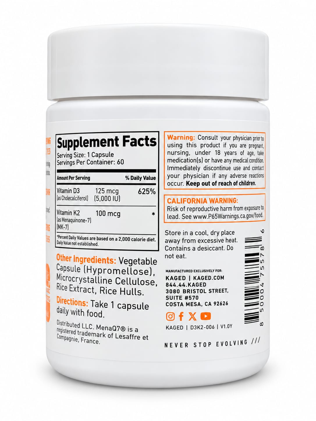 Vitamin D3 + K2 Kaged