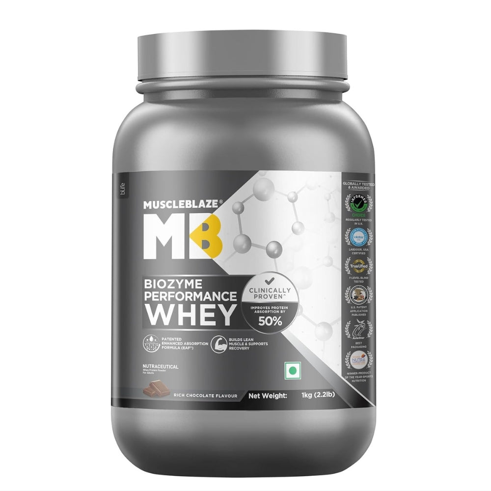 MuscleBlaze Biozyme Whey Protein 1kg – Performance
