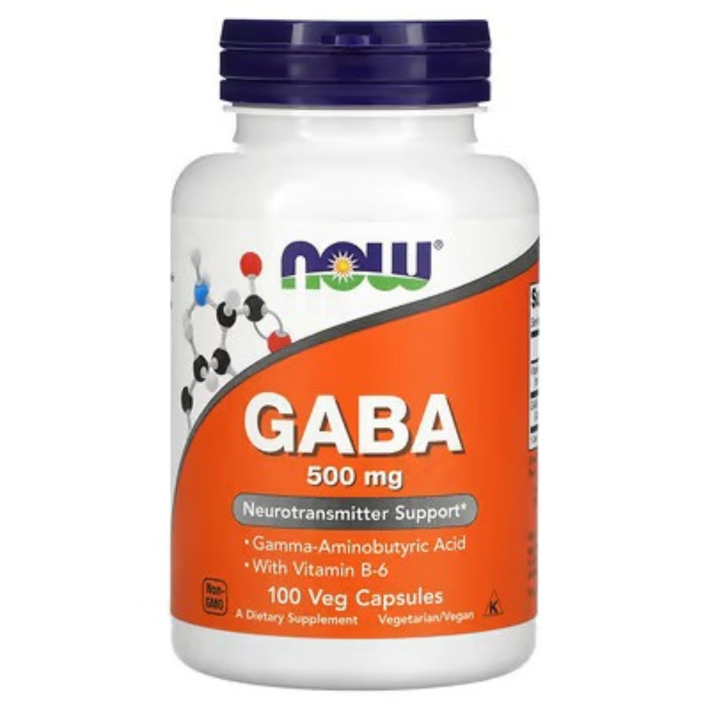 NOW GABA with Vitamin B-6 500 mg Capsules for Relaxation