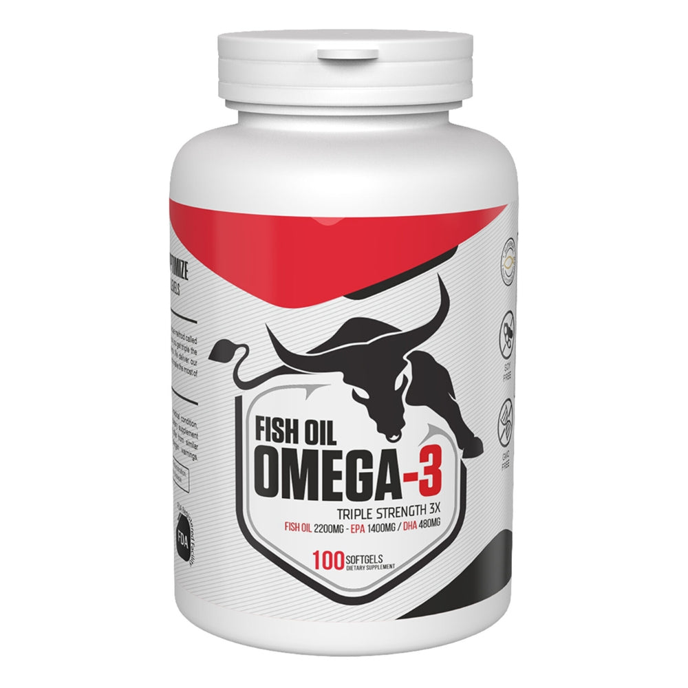BullPharm Omega-3 Fish Oil Triple Strength 3X – 100 Softgels