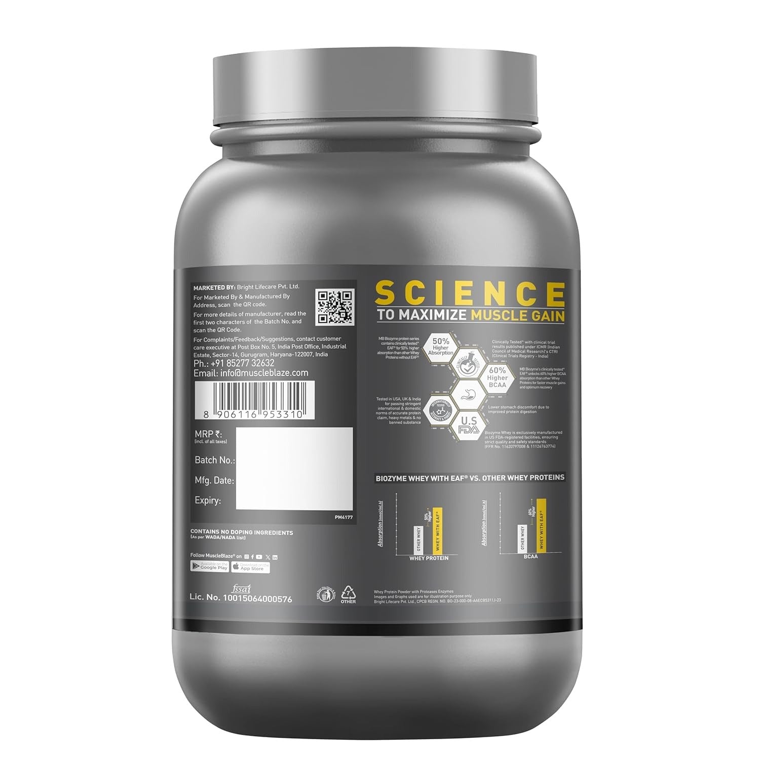 MuscleBlaze Biozyme Whey Protein 1kg – Performance