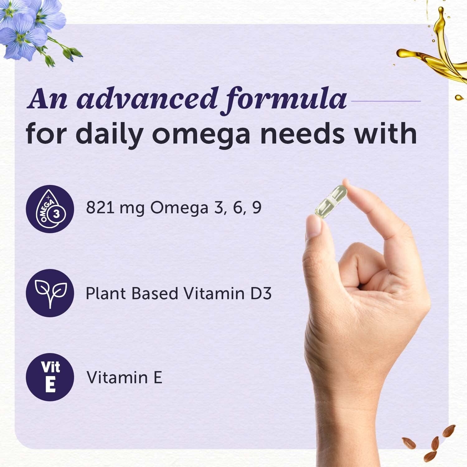 Flaxseed Oil Capsules – Omega 3 6 9 for Heart & Skin