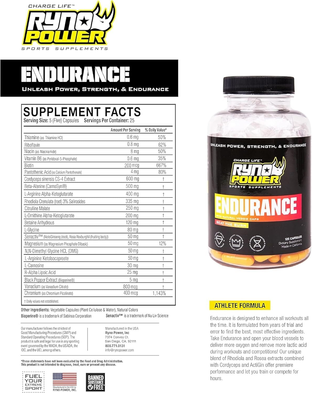 Endurance Supplement Capsules – Ryno Power Performance