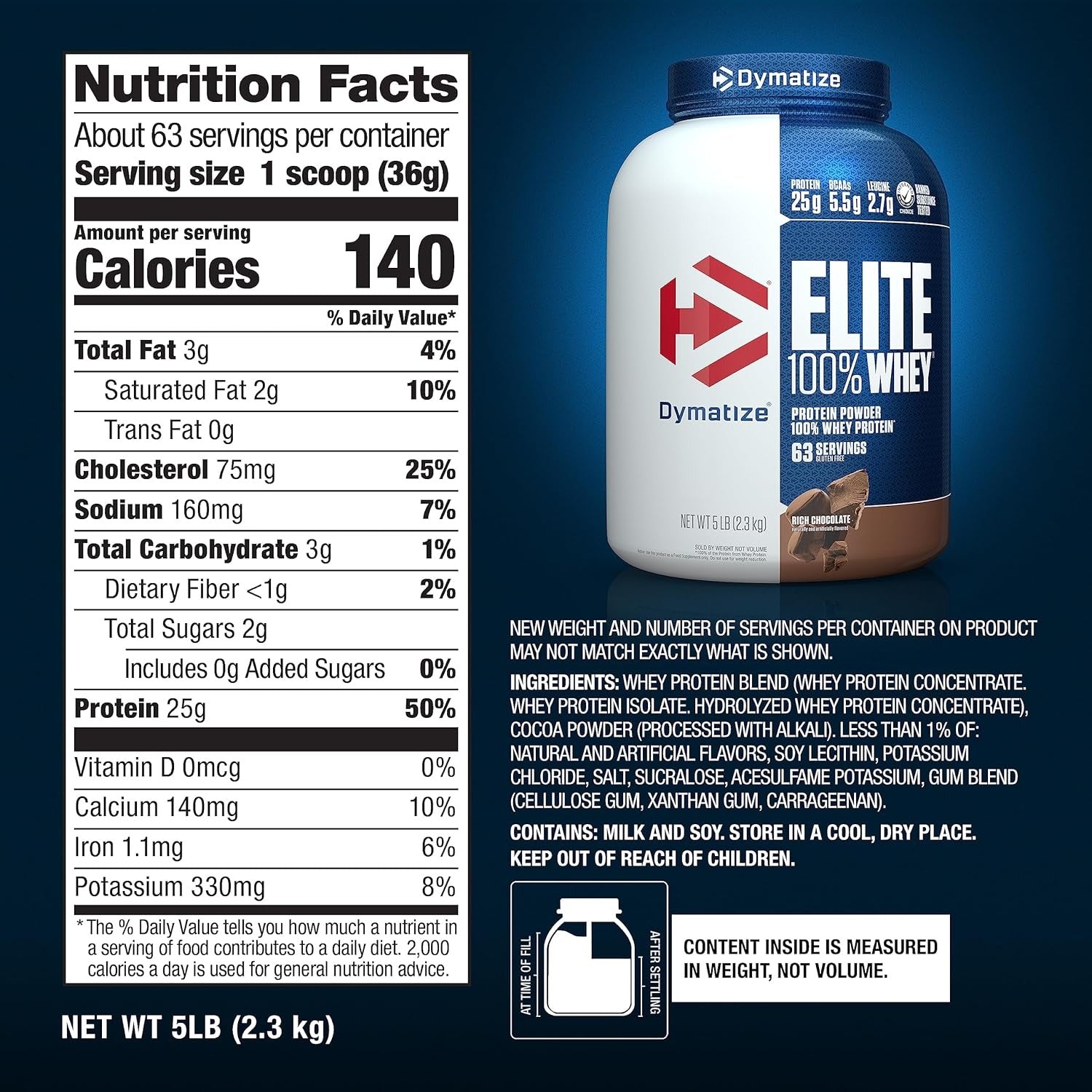 Dymatize Elite Whey Protein – 25g Protein for Muscle Recovery