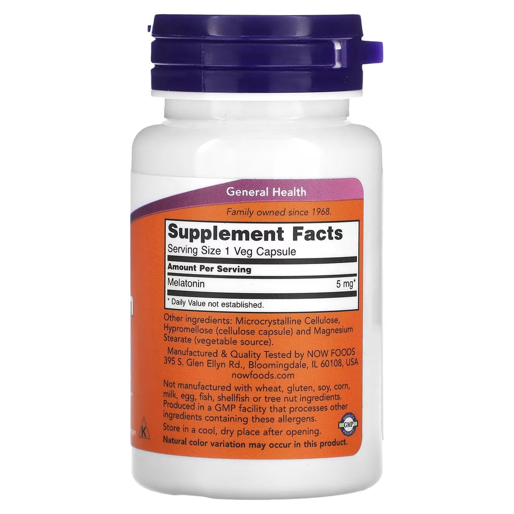 NOW Melatonin Capsules for Sleep Support & Relaxation