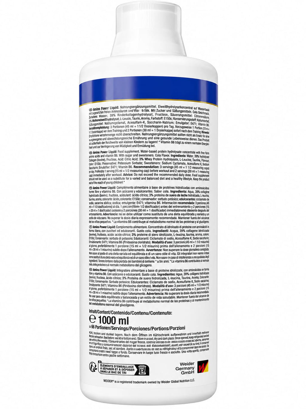 Weider Amino Power Liquid, 1 L 66 Servings (COLA FLAVOR)