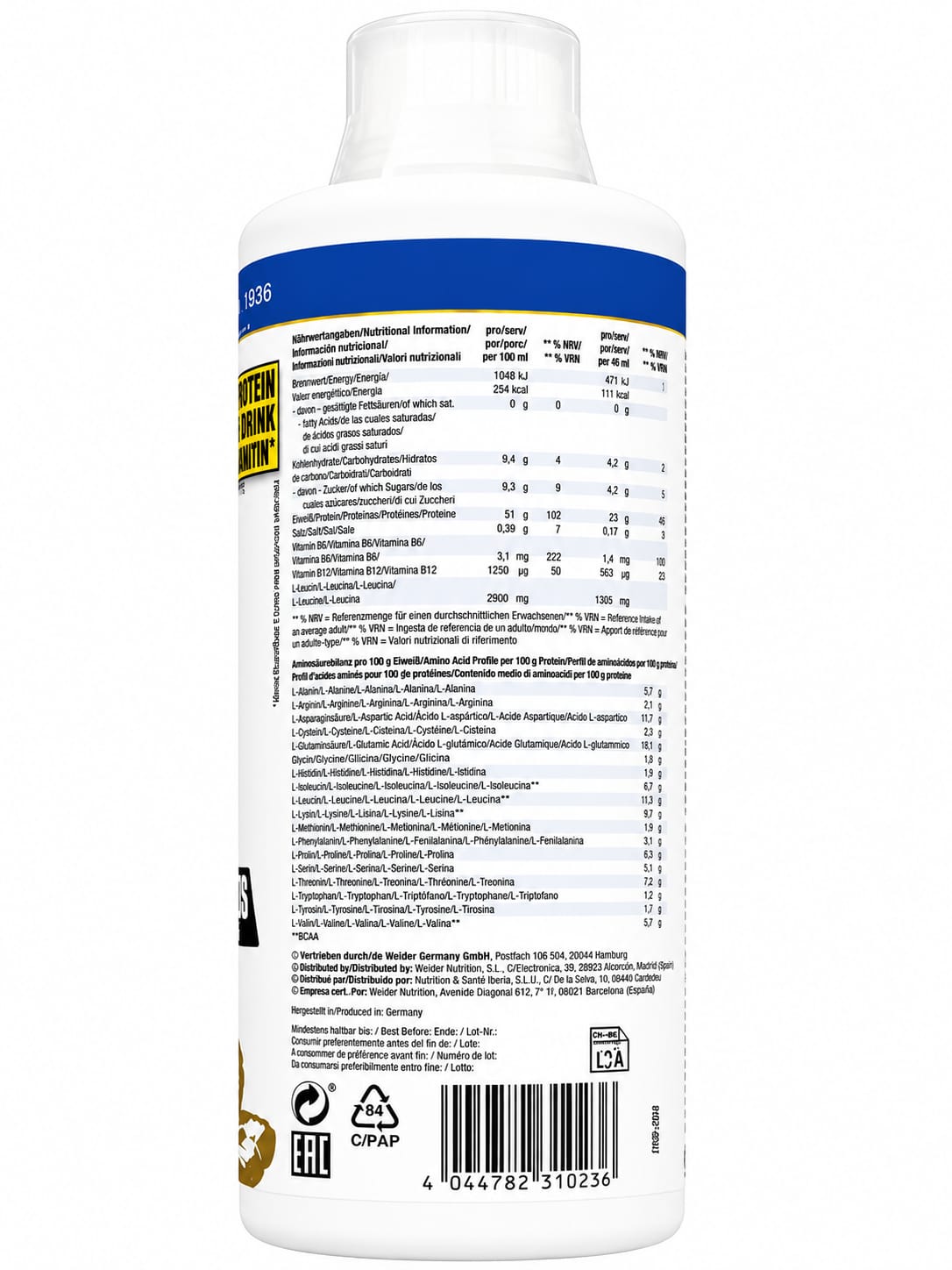 Weider Amino Power Liquid, 1 L 66 Servings (COLA FLAVOR)
