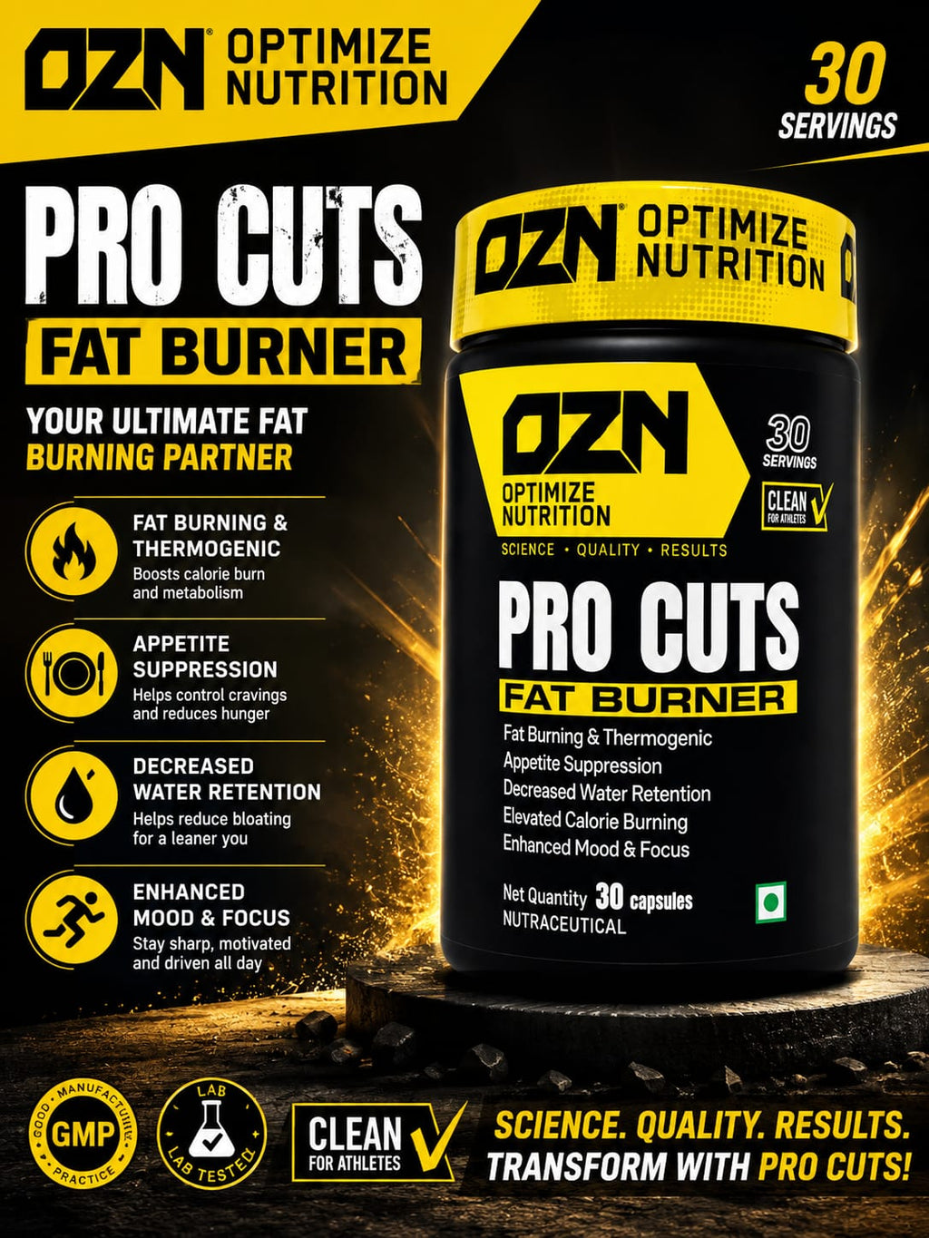 OZN Pro Cuts 30 Capsules for Weight Loss & Energy Support