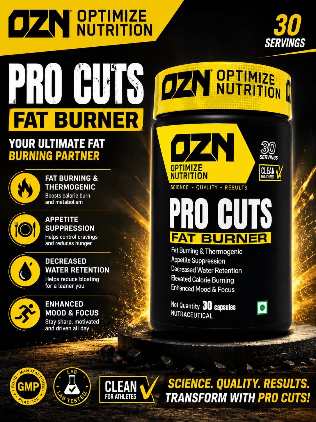 OZN Pro Cuts 30 Capsules for Weight Loss & Energy Support