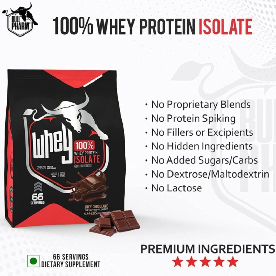 Bullpharm Whey Protein Isolate – 4.44lbs - RICH CHOCOLATE