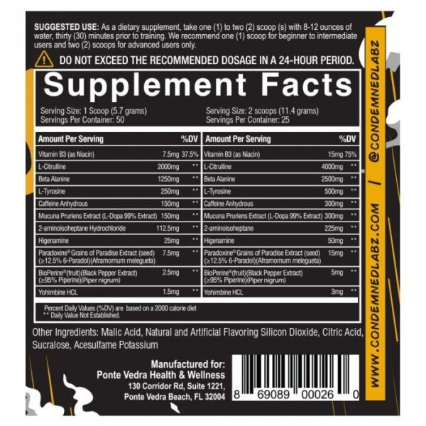 Condemned Convict High Stim Pre Workout - 50 Servings