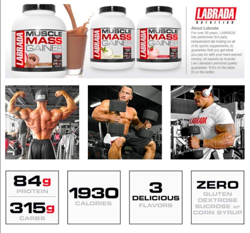 LABRAD Mass Gainer Chocolate 3kg for Weight Gain