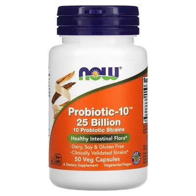 NOW Probiotic-10, 25 Billion, 50 Veg Capsules
